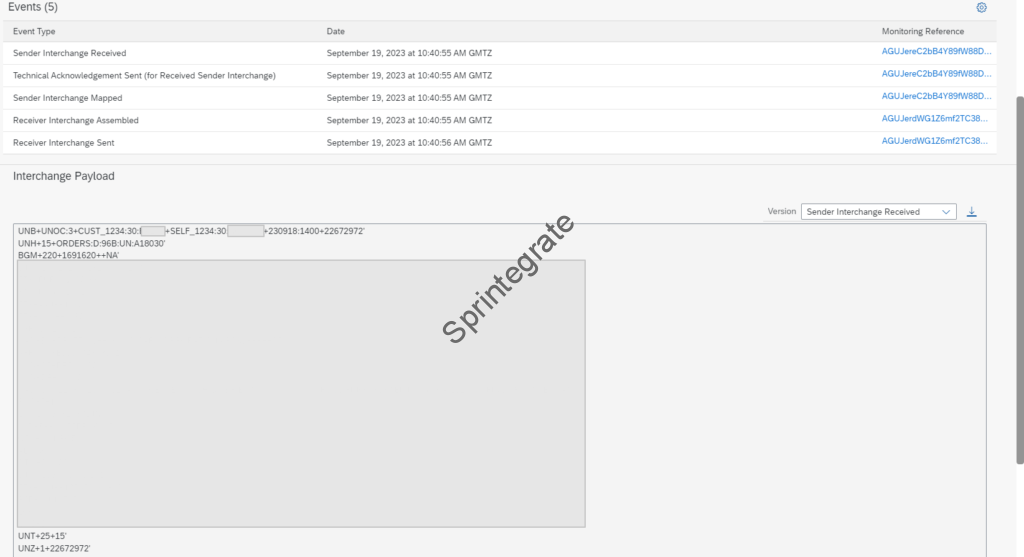 B2B Monitoring Sender Interchange Received