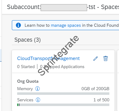 Create a Space for Cloud Transport Management in Target SubAccount