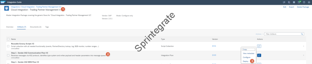 Deploy Standard Iflow Step 1 - Sender AS2 Communication Flow V2