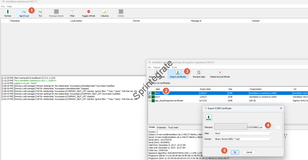 Download Mendelson AS2 Sign Certificate key3