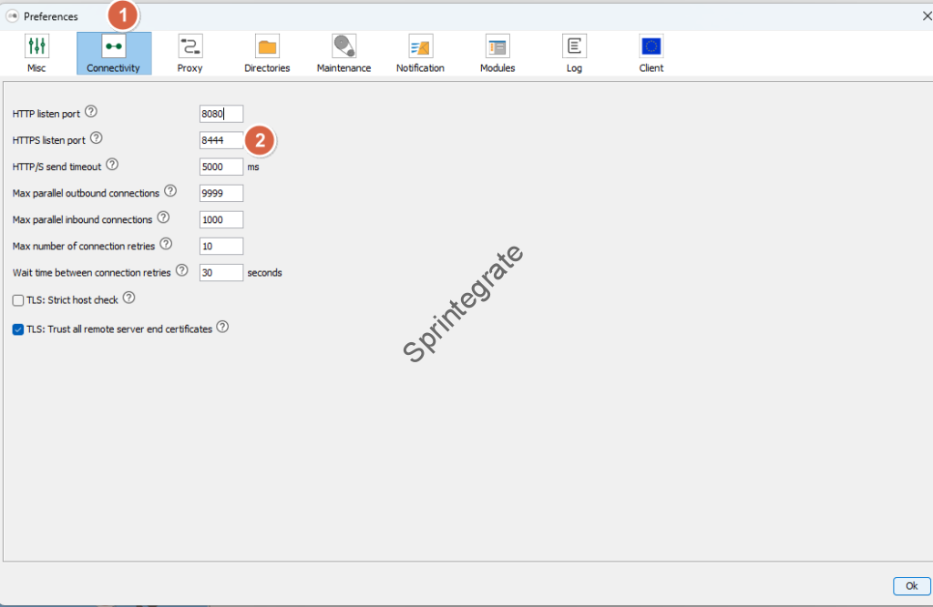 Change Mendelson HTTPS Listen Port to 8444
