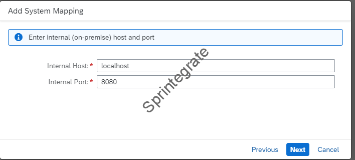 Internal Host and Port on System Mapping Cloud Connector