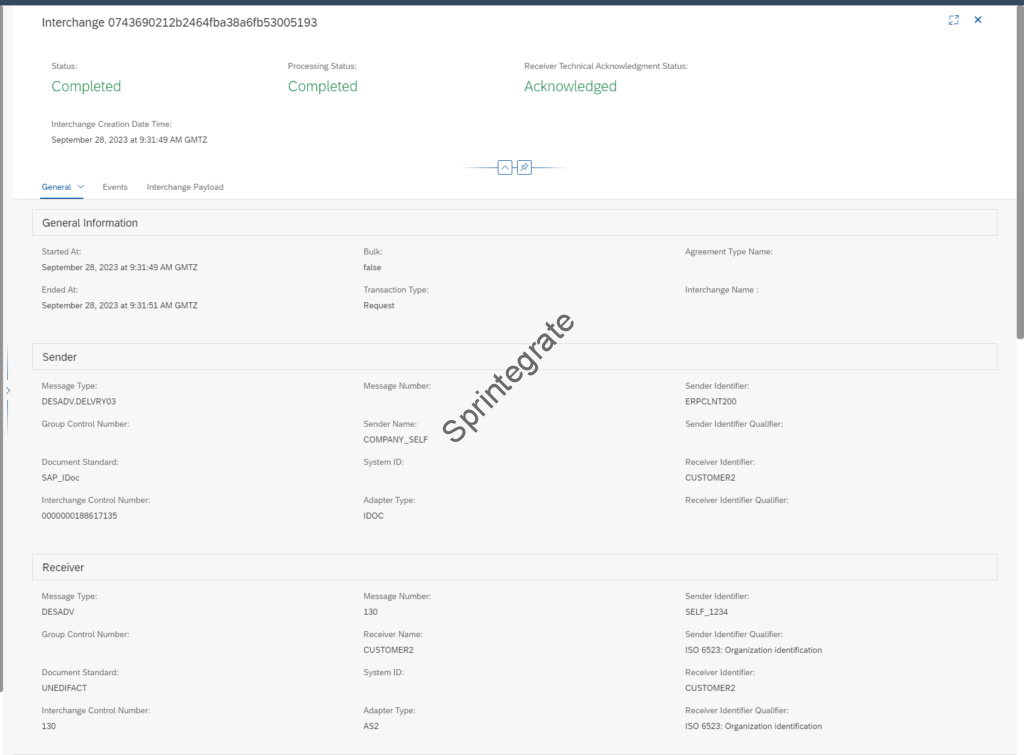 Successful Message in B2B Monitoring