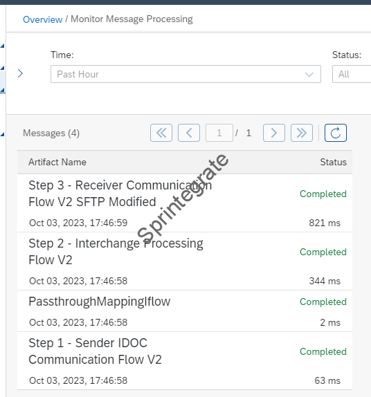 Messages in CPI Message Processing Log