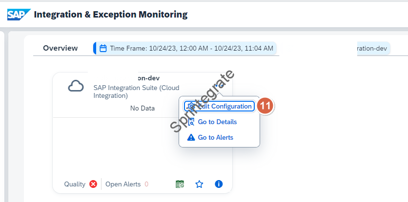 Go to Edit Configuration on Integration and Exception Monitoring