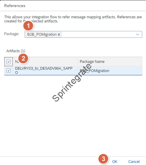 Select your Message Mapping imported from SAP PO in previous section.