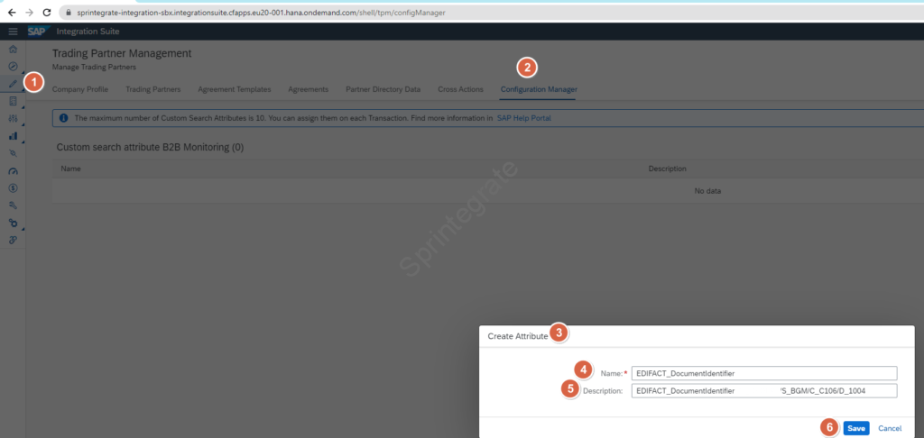 Create a Custom Attribute in Configuration Manager in Trading Partner Management.
