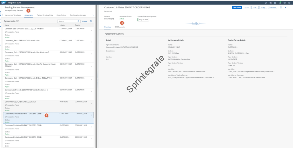 Navigate to the Agreement for your EDIFACT Message for the Trading Partner you want to use and go to B2B Scenarios to add Custom Search Attributes