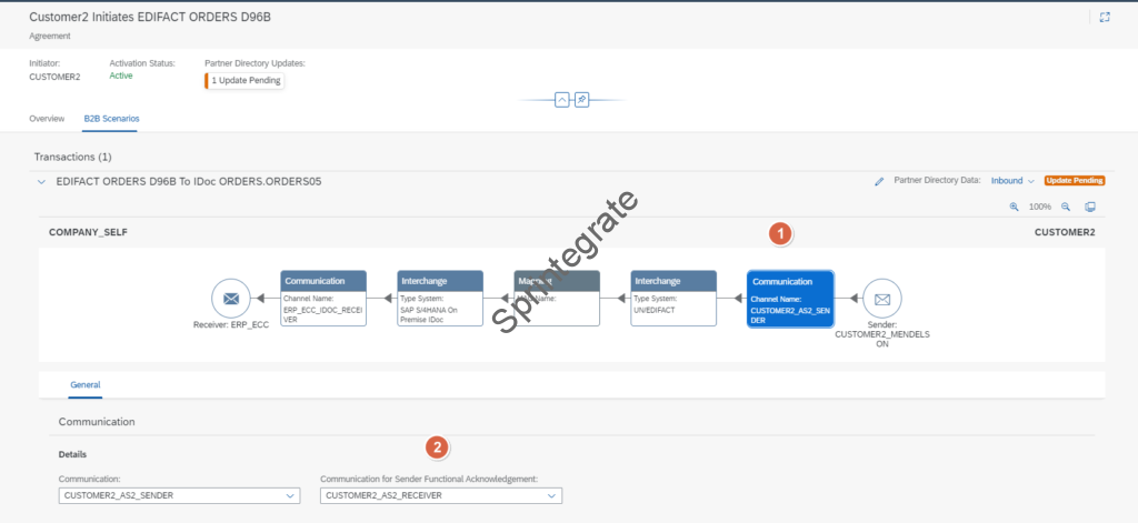 Go to Communications and Select "Communication For Sender Functional Acknowledgement" -> As we receive a Incoming EDI File, and need to send back a EDI FA, we need to select our Receiver AS2 Channel.