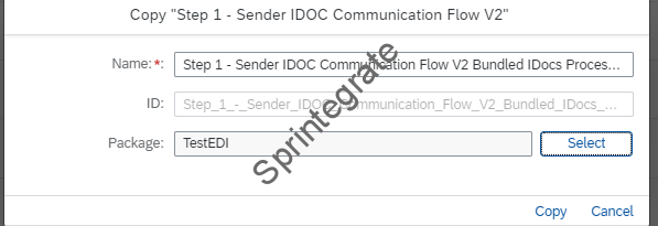 Go to Integration Suite ->Package : Cloud Integration - Trading Partner Management V2, and copy the IFlow: Step 1 - Sender IDOC Communication Flow V2 to another Custom Package with the name Step 1 - Sender IDOC Communication Flow V2 Bundled IDocs Process Individual ( This is just a sample name, you can use any name you want )