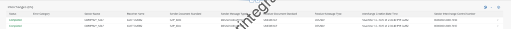 IDocs Split and processed through TPM. Logs from B2B Monitoring in SAP Cloud Integration
