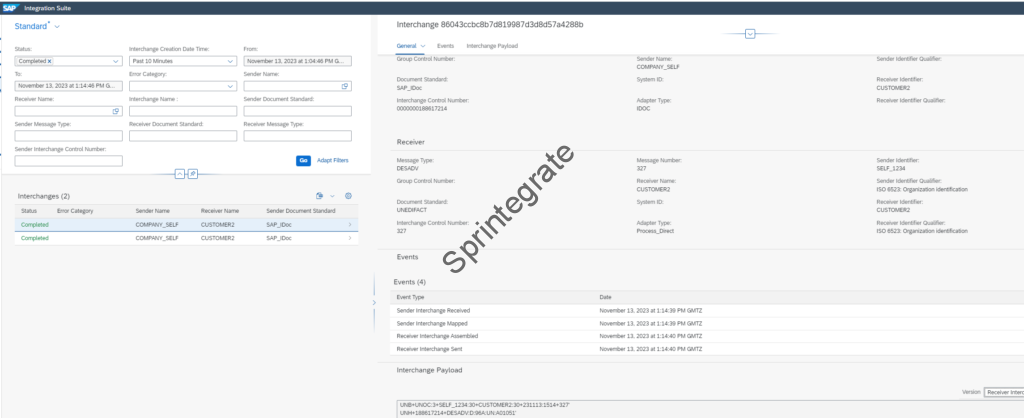 EDI Message in B2B monitoring in Integration Suite