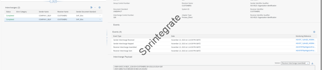 EDI Message in B2B monitoring in Integration Suite