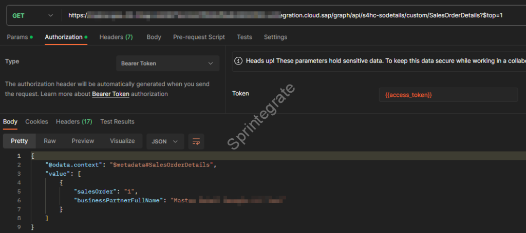 Test your Business Data Graph using Postman for Custom Entities
