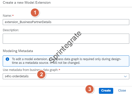 Provide name and the metadata from business data graph 