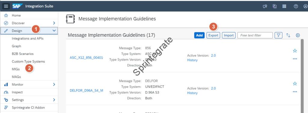 Navigate to Design -> MIGs -> Export to export MIGs