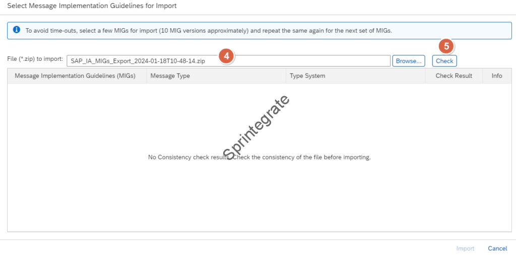 Select the MIG to be imported and click on Check