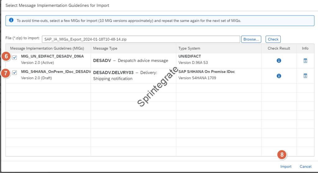 Click on Import to Import the MIGs
