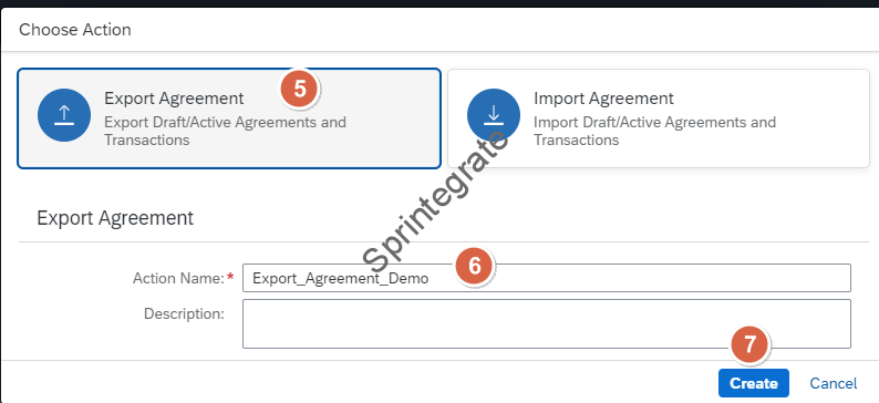 Provide a Action Name for your Agreement export