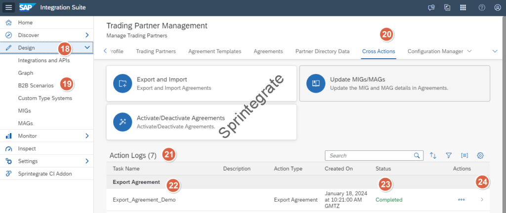Action Logs on Cross Actions on B2B Scenario will contain the file to be imported.